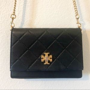Tory Burch Quilted Black Leather Crossbody Bag with Gold Detail
